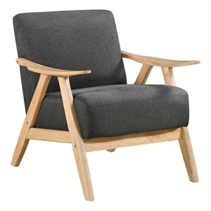 Pemberly Row Mid-Century Textured Accent Chair in Dark Gray Finish