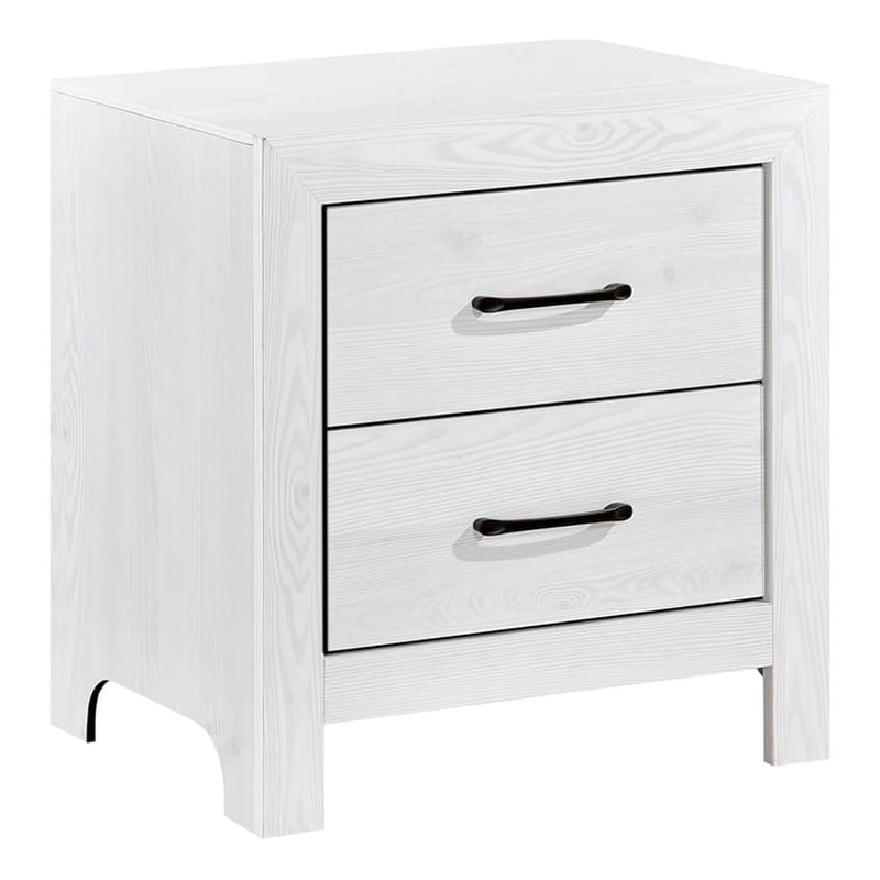 Pemberly Row Farmhouse Asian Hardwood Nightstand in White Finish
