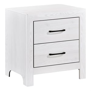 Pemberly Row Farmhouse Asian Hardwood Nightstand in White Finish