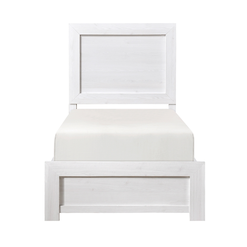 Pemberly Row Farmhouse Asian Hardwood Twin Bed in White Finish