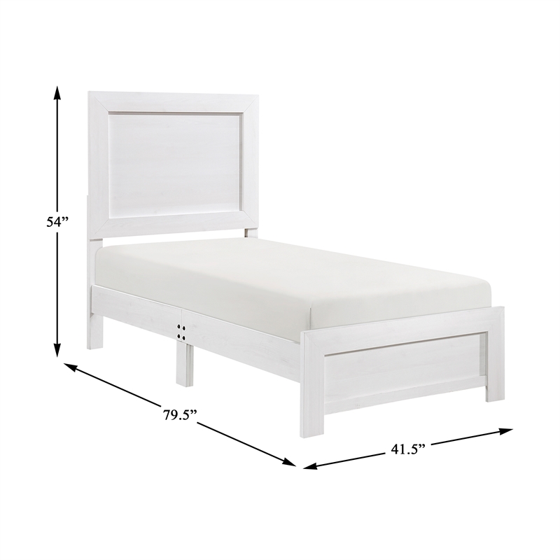 Pemberly Row Farmhouse Asian Hardwood Twin Bed in White Finish