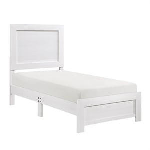 Pemberly Row Farmhouse Asian Hardwood Twin Bed in White Finish