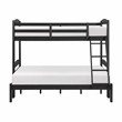 Pemberly Row Asian Hardwood Twin/Full Bunk Bed in Wire Brushed Black