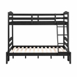 Pemberly Row Asian Hardwood Twin/Full Bunk Bed in Wire Brushed Black