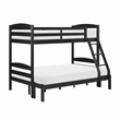 Pemberly Row Asian Hardwood Twin/Full Bunk Bed in Wire Brushed Black