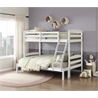 Pemberly Row Asian Hardwood Twin/Full Bunk Bed in Wire Brushed White