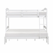 Pemberly Row Asian Hardwood Twin/Full Bunk Bed in Wire Brushed White