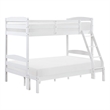 Pemberly Row Asian Hardwood Twin/Full Bunk Bed in Wire Brushed White