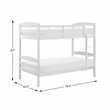 Pemberly Row Asian Hardwood Twin/Twin Bunk Bed in Wire Brushed White Finish