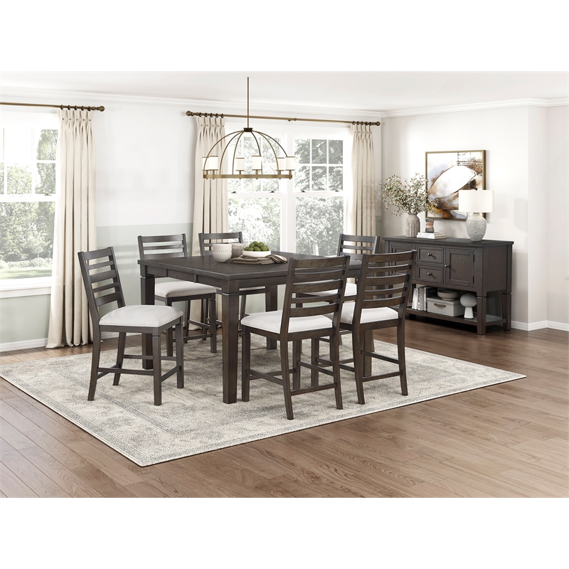 Pemberly Row Asian Hardwood Dining Counter Height Table in Dark Espresso