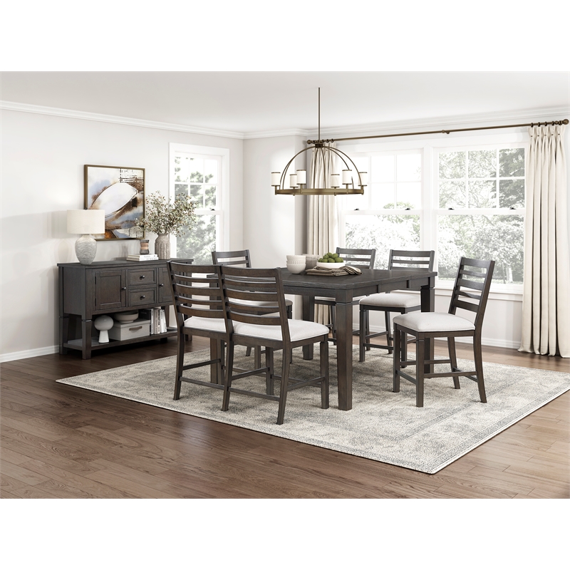 Pemberly Row Asian Hardwood Dining Counter Height Table in Dark Espresso