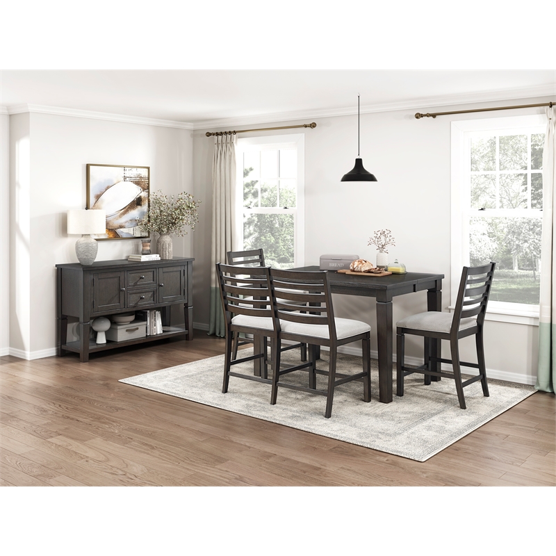 Pemberly Row Asian Hardwood Dining Counter Height Table in Dark Espresso