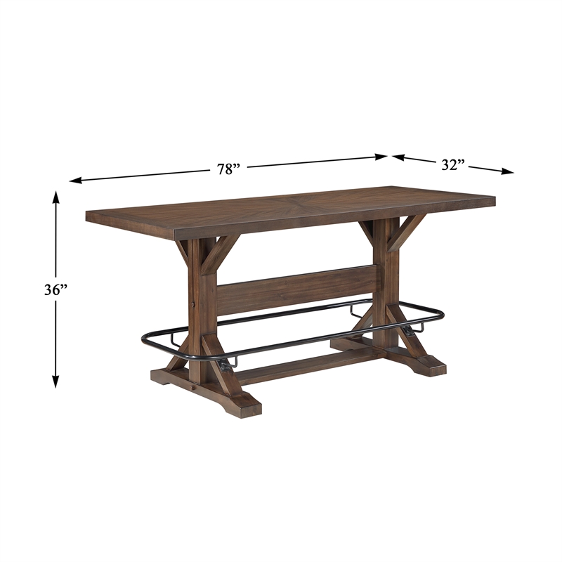 Pemberly Row Traditional Solid Wood Counter Height Table in Brown