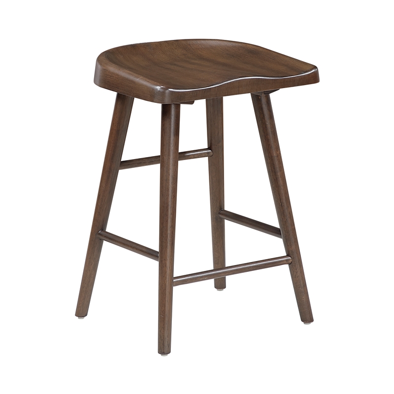 Pemberly Row Traditional Acacia Counter Height Stool in Brown