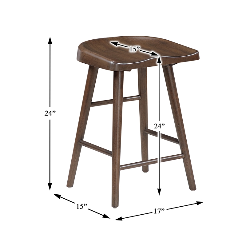 Pemberly Row Traditional Acacia Counter Height Stool in Brown
