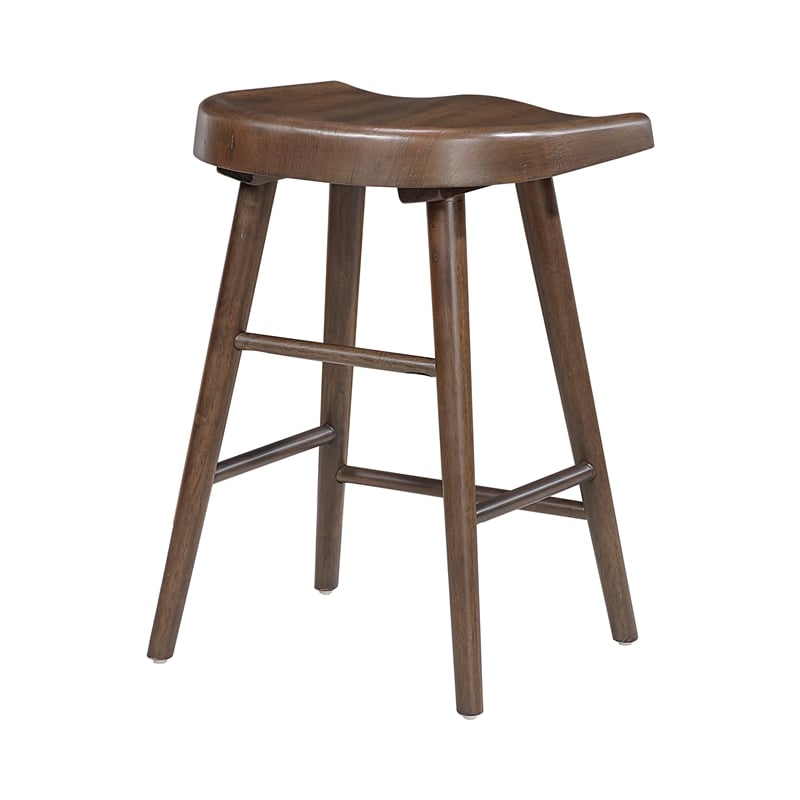 Pemberly Row Traditional Acacia Counter Height Stool in Brown