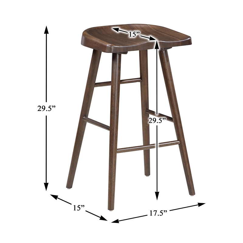Pemberly Row Traditional Solid Wood Pub Height Stool in Brown