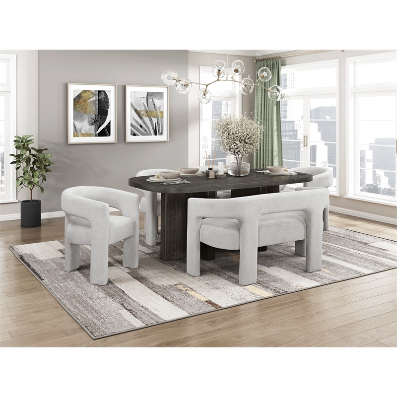 Pemberly Row Contemporary Solid Wood Dining Table in Ebony Finish