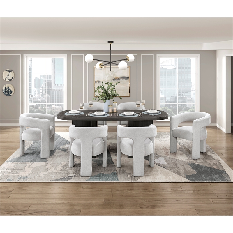 Pemberly Row Contemporary Solid Wood Dining Table in Ebony Finish