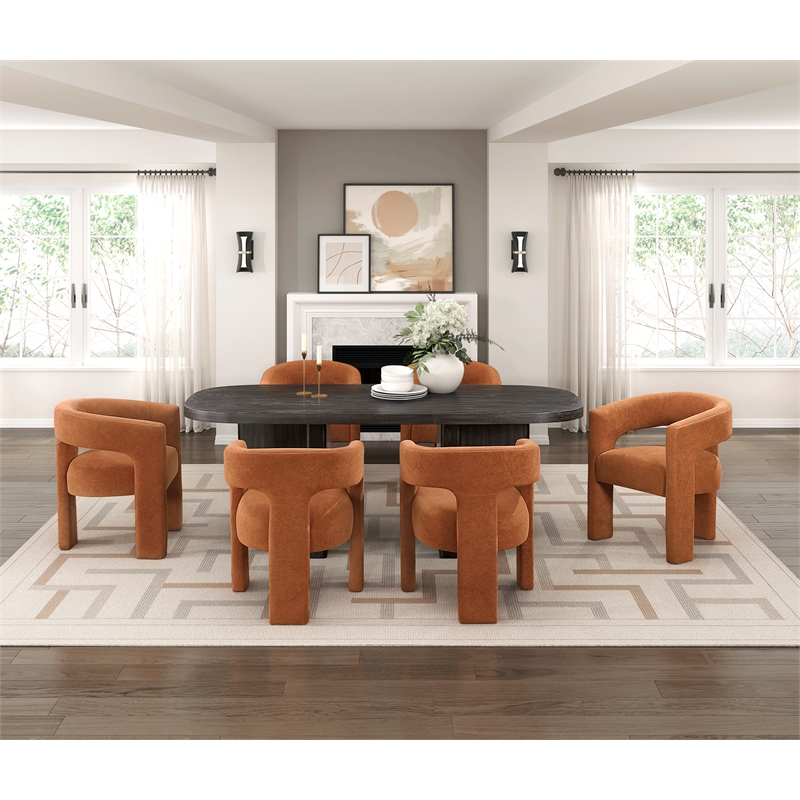 Pemberly Row Contemporary Solid Wood Dining Table in Ebony Finish