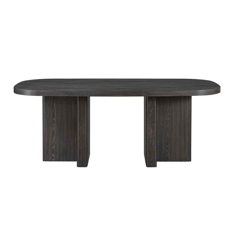 Pemberly Row Contemporary Solid Wood Dining Table in Ebony Finish