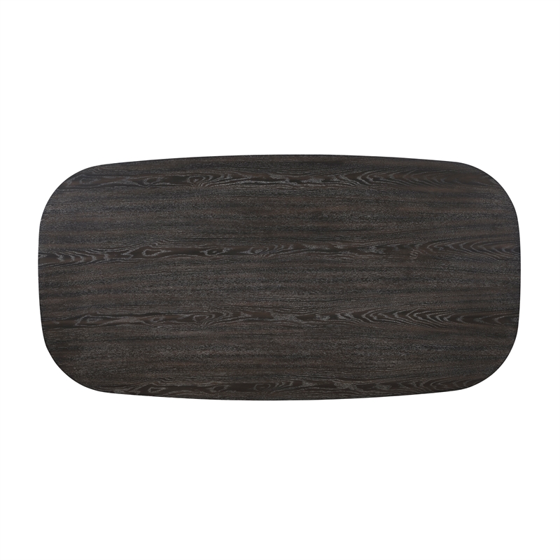 Pemberly Row Contemporary Solid Wood Dining Table in Ebony Finish