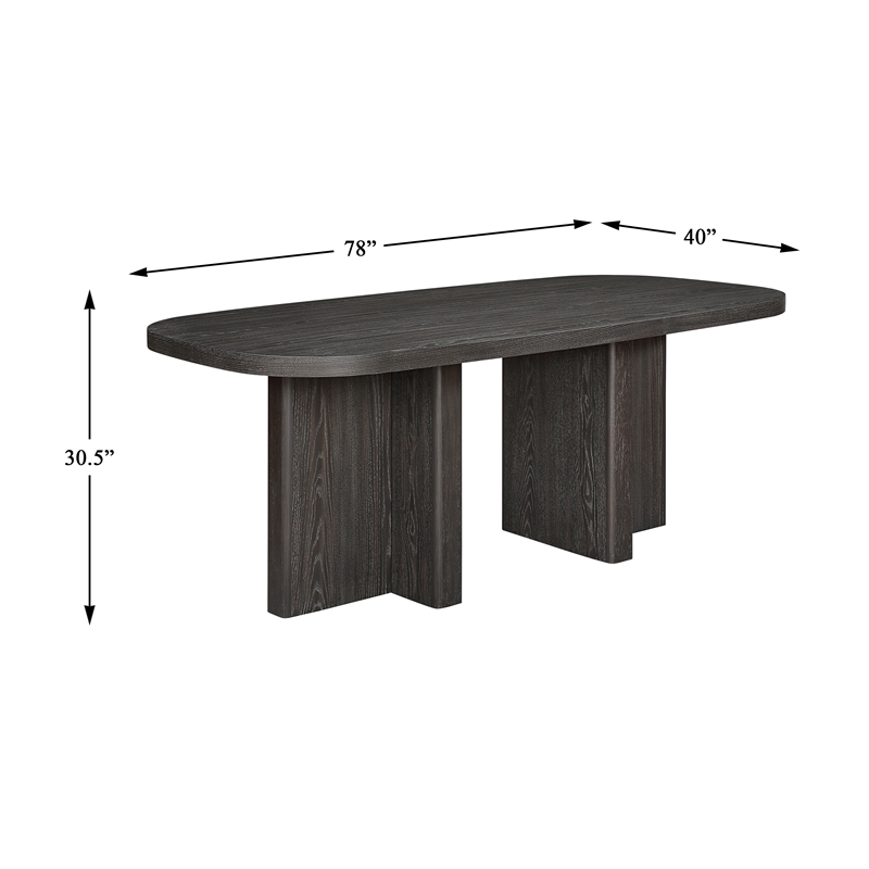Pemberly Row Contemporary Solid Wood Dining Table in Ebony Finish