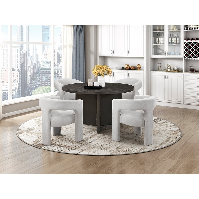 Pemberly Row Contemporary Solid Wood Dining Round Table in Ebony