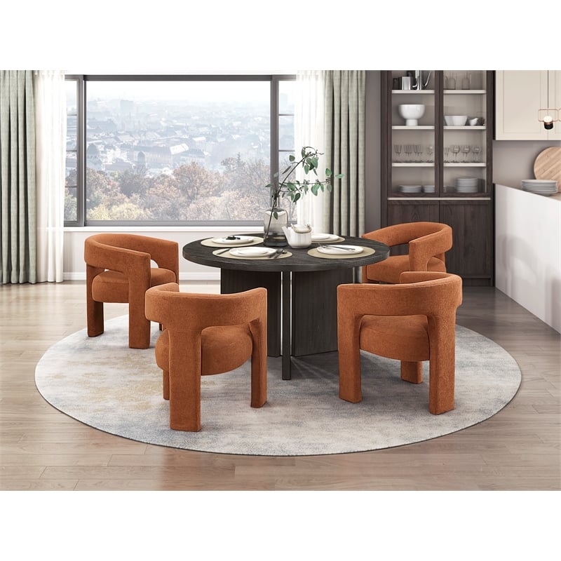 Pemberly Row Contemporary Solid Wood Dining Round Table in Ebony