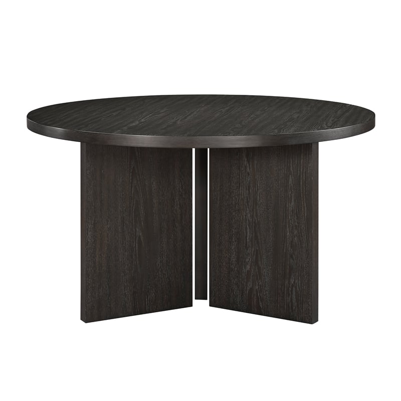 Pemberly Row Contemporary Solid Wood Dining Round Table in Ebony