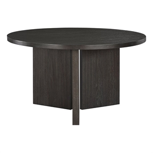 Pemberly Row Contemporary Solid Wood Dining Round Table in Ebony