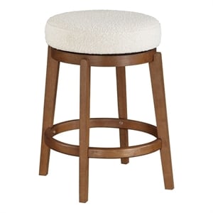 Pemberly Row Boucle Fabric Swivel Counter Height Chair in White