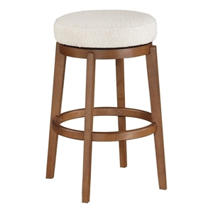 Pemberly Row Contemporary Boucle Fabric Swivel Pub Height Chair in White