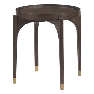 Pemberly Row Contemporary Asian Hardwood End Table in Dark Brown