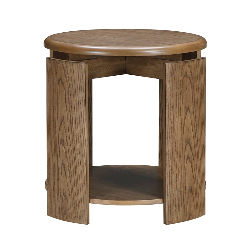 Pemberly Row Contemporary Solid Wood End Table in Brown Finish