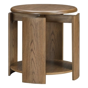 Pemberly Row Contemporary Solid Wood End Table in Brown Finish