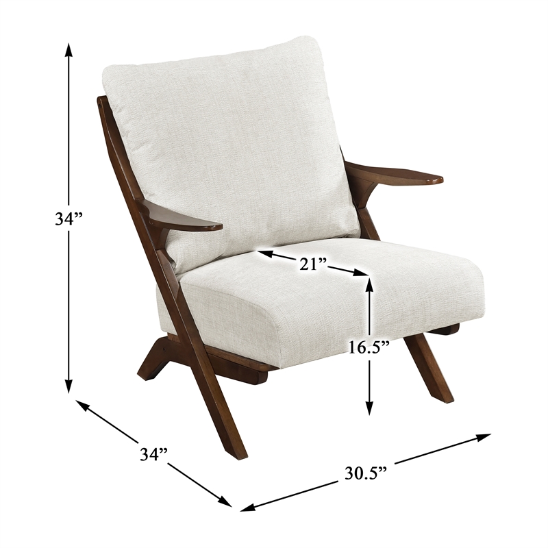 Pemberly Row Chenille Accent Chair in Beige and Pascal Brown finish