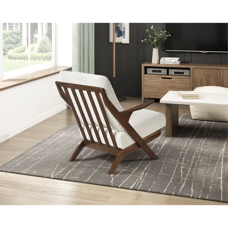 Pemberly Row Chenille Accent Chair in Beige and Pascal Brown finish