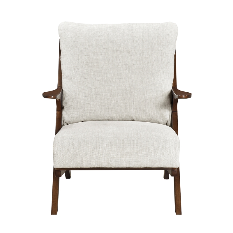 Pemberly Row Chenille Accent Chair in Beige and Pascal Brown finish