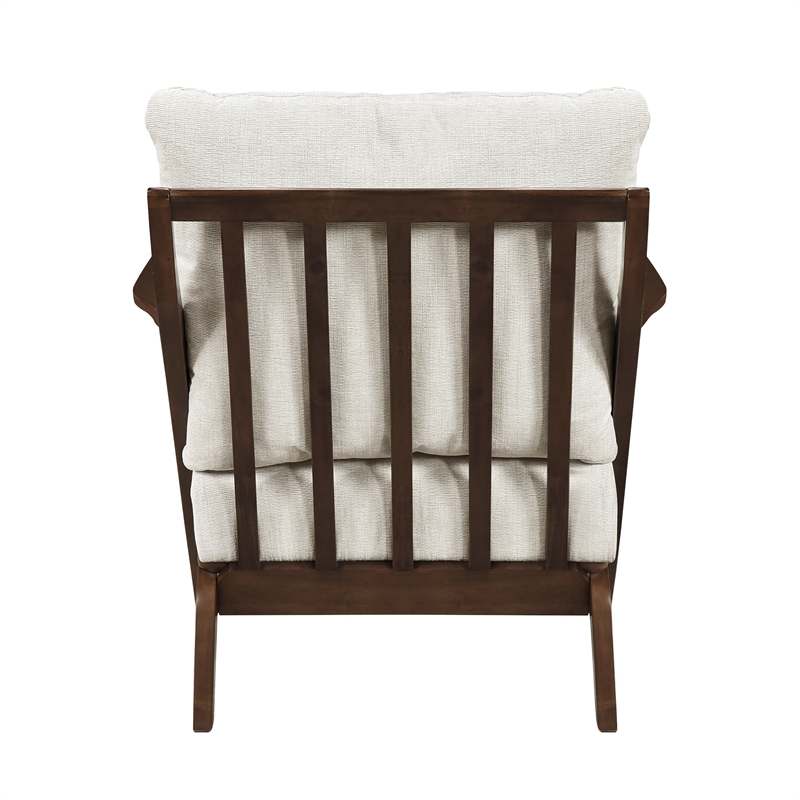 Pemberly Row Chenille Accent Chair in Beige and Pascal Brown finish
