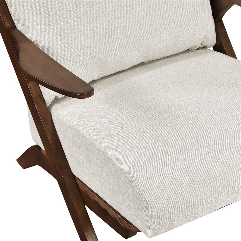 Pemberly Row Chenille Accent Chair in Beige and Pascal Brown finish
