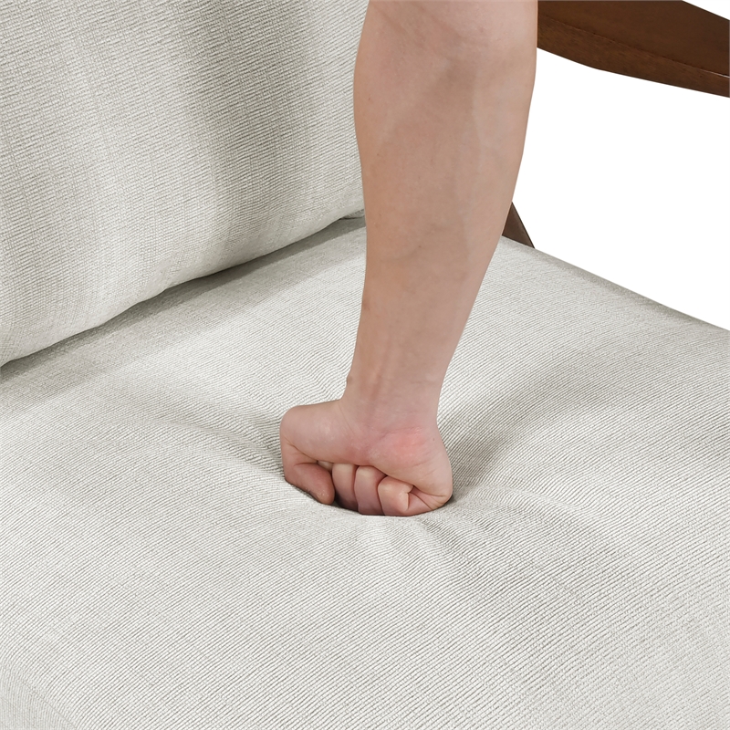 Pemberly Row Chenille Accent Chair in Beige and Pascal Brown finish