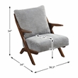 Pemberly Row Chenille Accent Chair in Gray and Pascal Brown finish