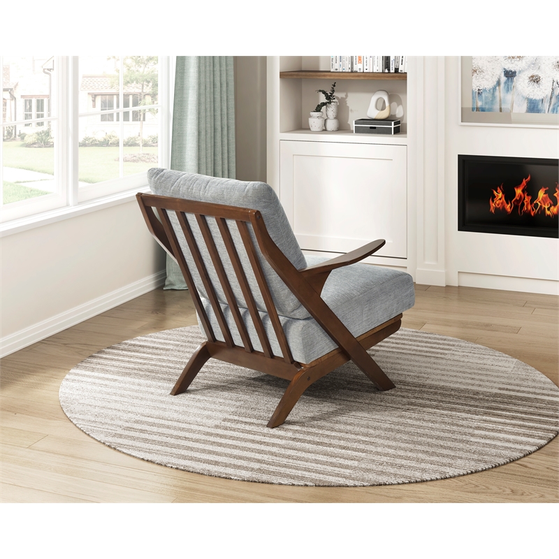 Pemberly Row Chenille Accent Chair in Gray and Pascal Brown finish