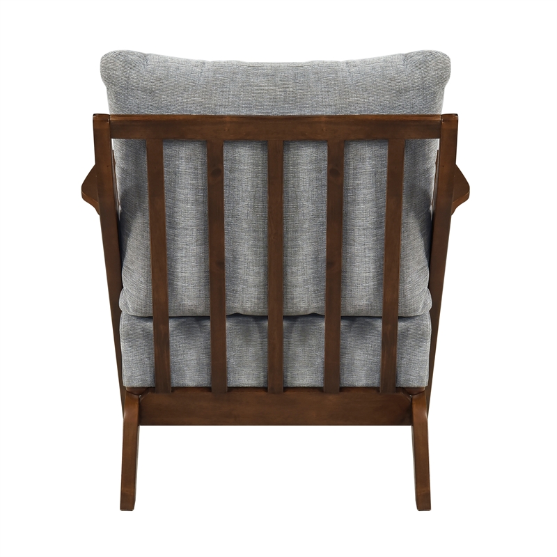 Pemberly Row Chenille Accent Chair in Gray and Pascal Brown finish