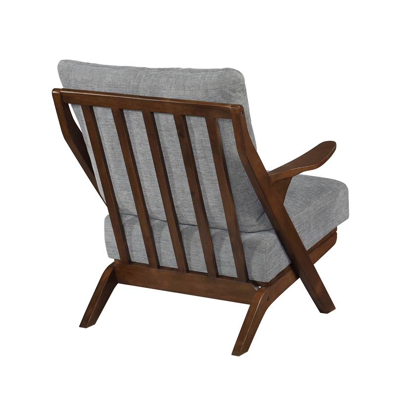 Pemberly Row Chenille Accent Chair in Gray and Pascal Brown finish