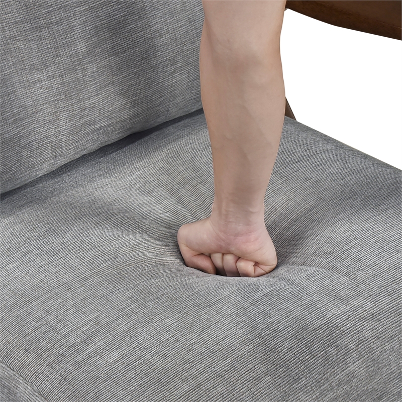 Pemberly Row Chenille Accent Chair in Gray and Pascal Brown finish