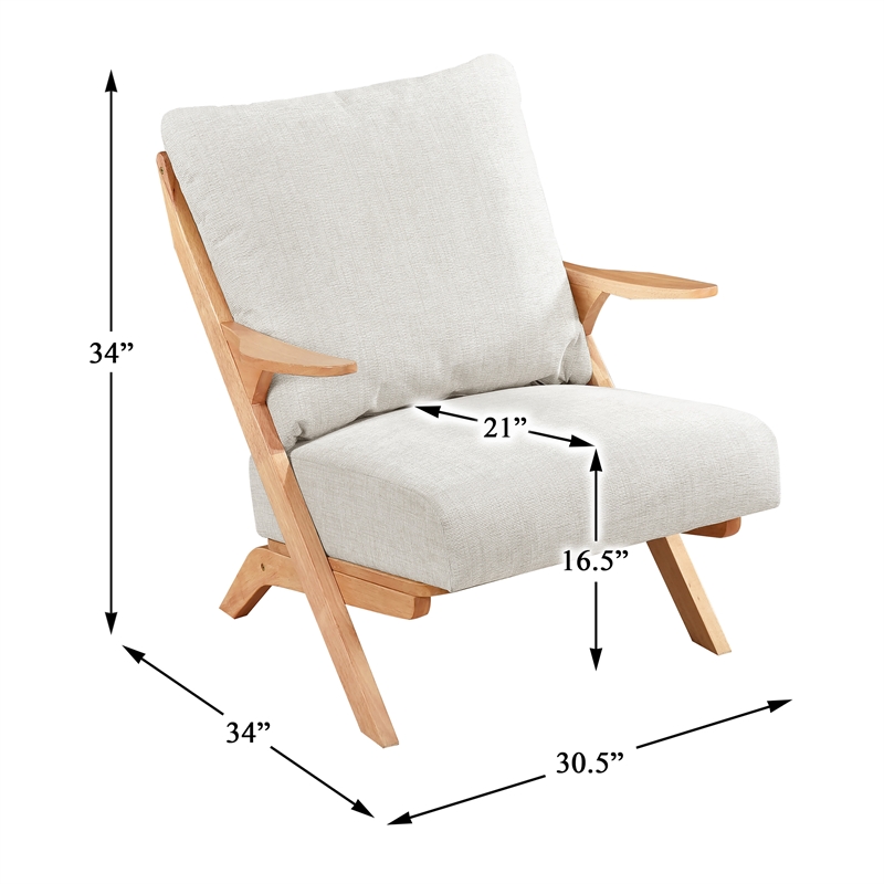 Pemberly Row Chenille Accent Chair in Beige and Natural finish