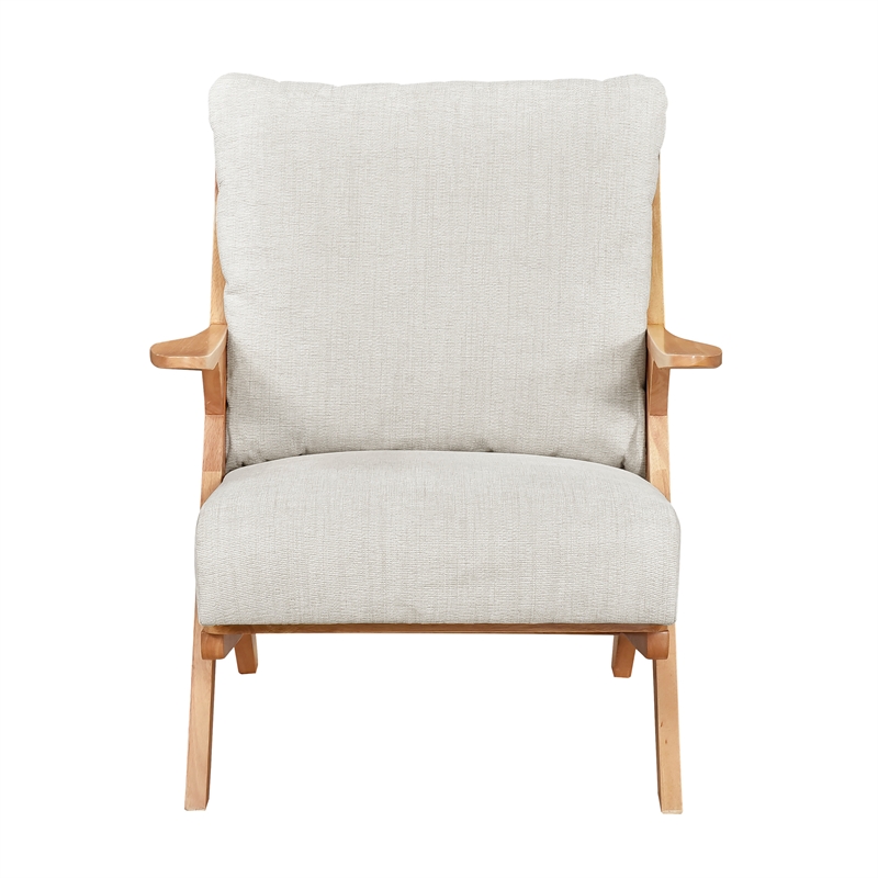 Pemberly Row Chenille Accent Chair in Beige and Natural finish