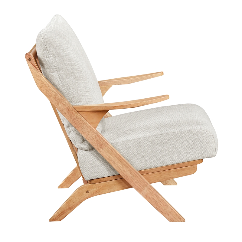 Pemberly Row Chenille Accent Chair in Beige and Natural finish